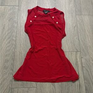 Alice & Trix Red Sleeveless Button Trim Tank